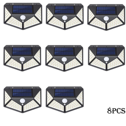 Solar Lights Outdoor 100 LED Wall Lamp Motion Sensor Lights