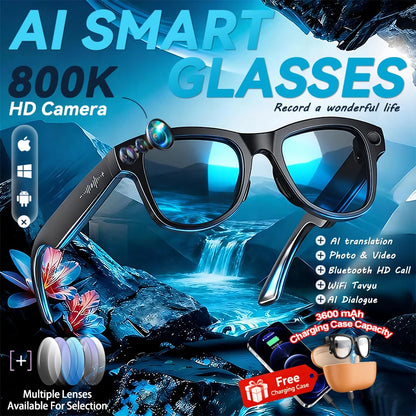 3600mAh Power Bank Smart Glasses 800W 4K HD Pixel Translation