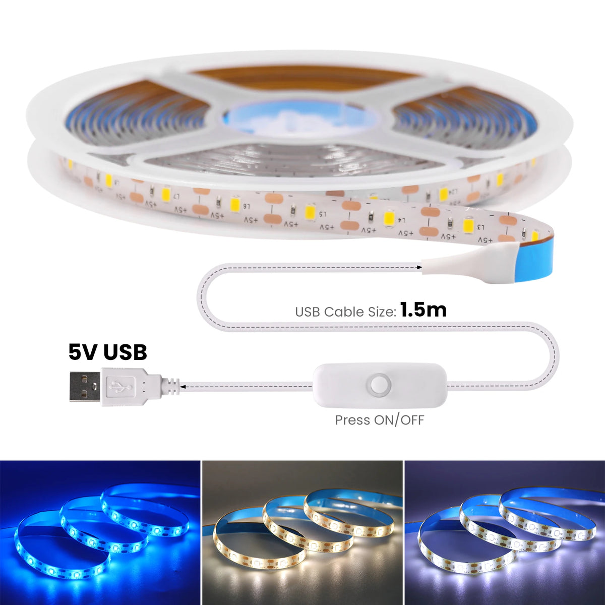 5V 2835 LED Strip Light 2835 60Leds/m Flexible Fita Led Tape
