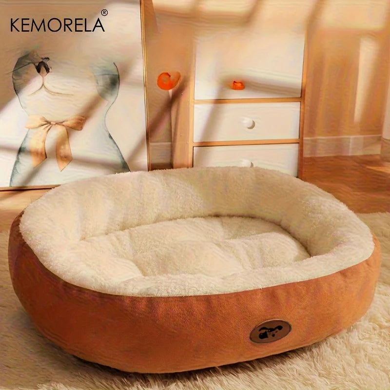 Plush Oval Pet Bed for Thickened machine Washable