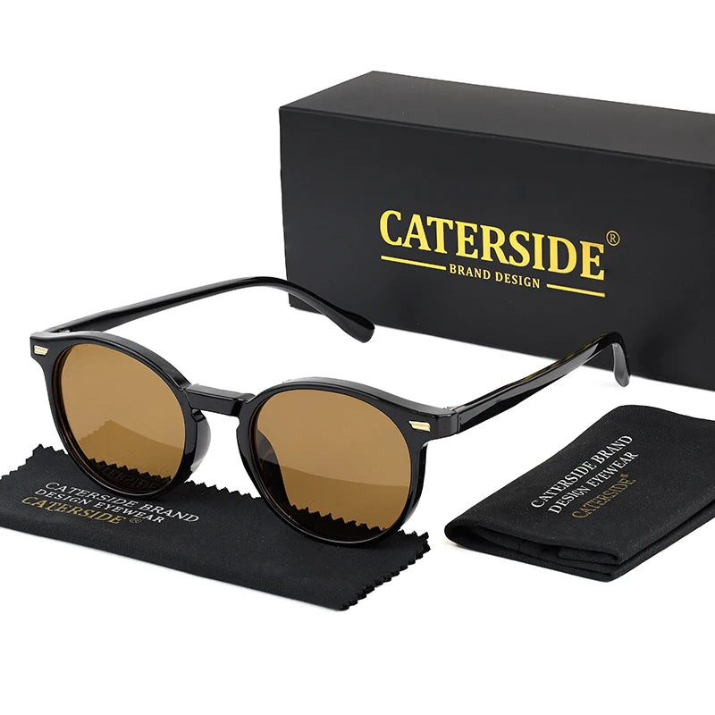 Retro Polarized Round Sunglasses Men TR90 / Acetate Vintage