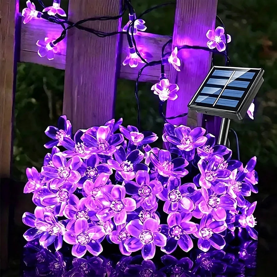 Outdoor Solar Led String Lights Cherry Flowers  Light Strings