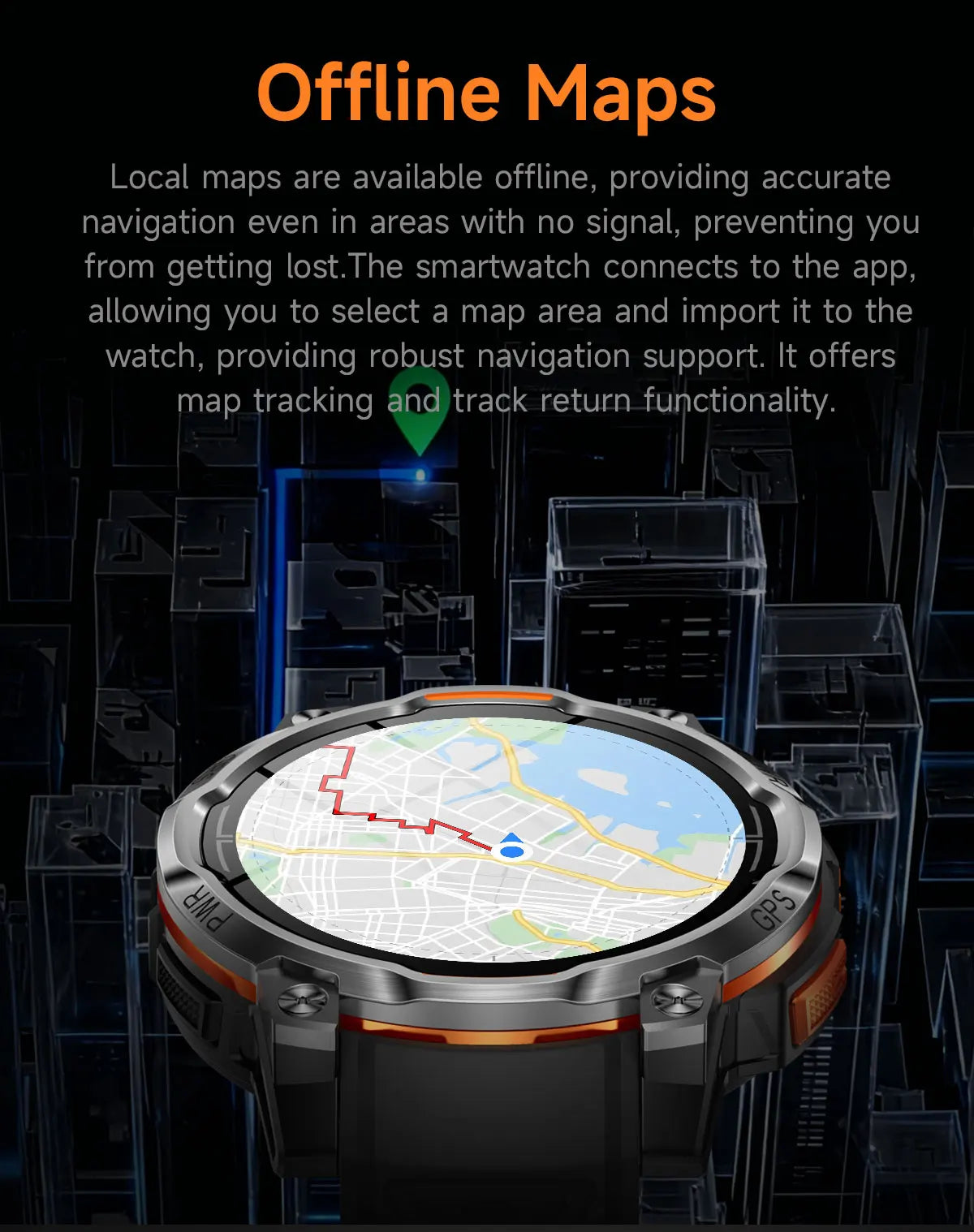 New GPS Map Smart Navigation Watch 1200mAh Battery