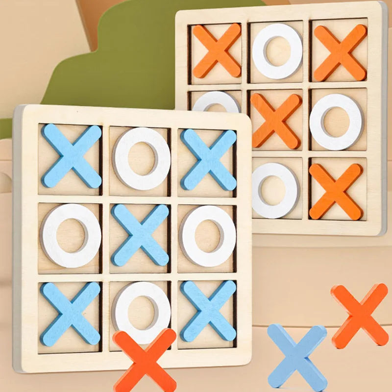 Montessori Chess Play Wooden Jigsaw Toy Game Interaction
