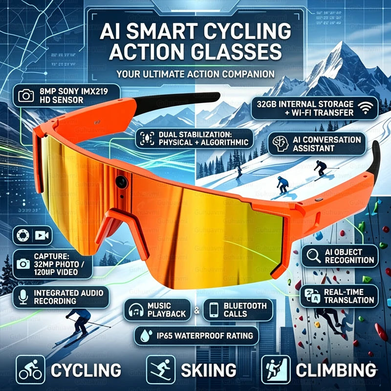 AI Smart Sports Glasses 800W HD Camera Smart Glasses