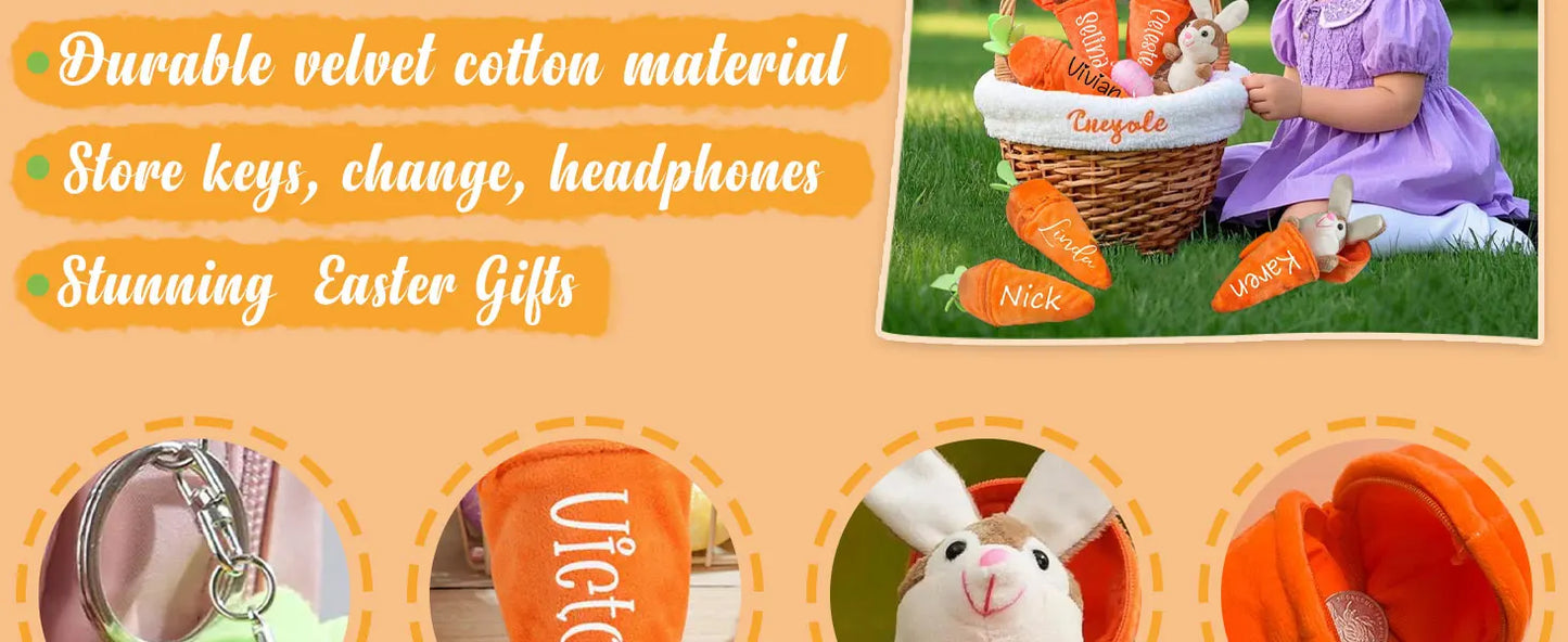 Custom Easter Plush Rabbit Keychain Personalized