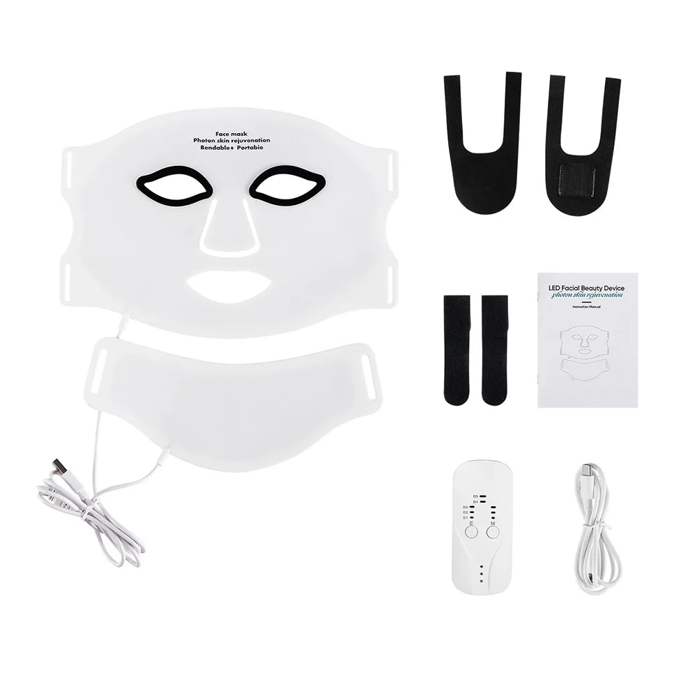Silicone LED Mask Face With Neck 7 Colors LED Photo
