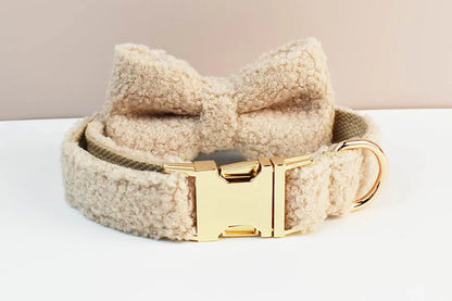Teddy Velvet Dog Collar And Leash Set For Dogs Custom Engraved