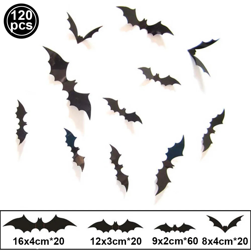 12pcs/Pack 3D Halloween Hanging Bats Wall Stickers