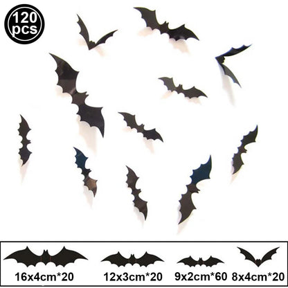 12pcs/Pack 3D Halloween Hanging Bats Wall Stickers