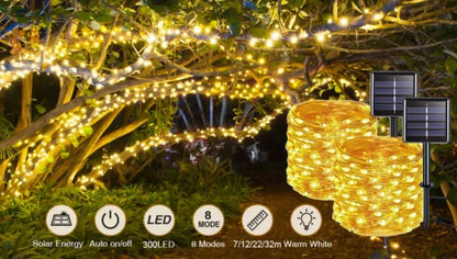 300LED Solar Rope Strip Light Outdoor Waterproof Fairy Light