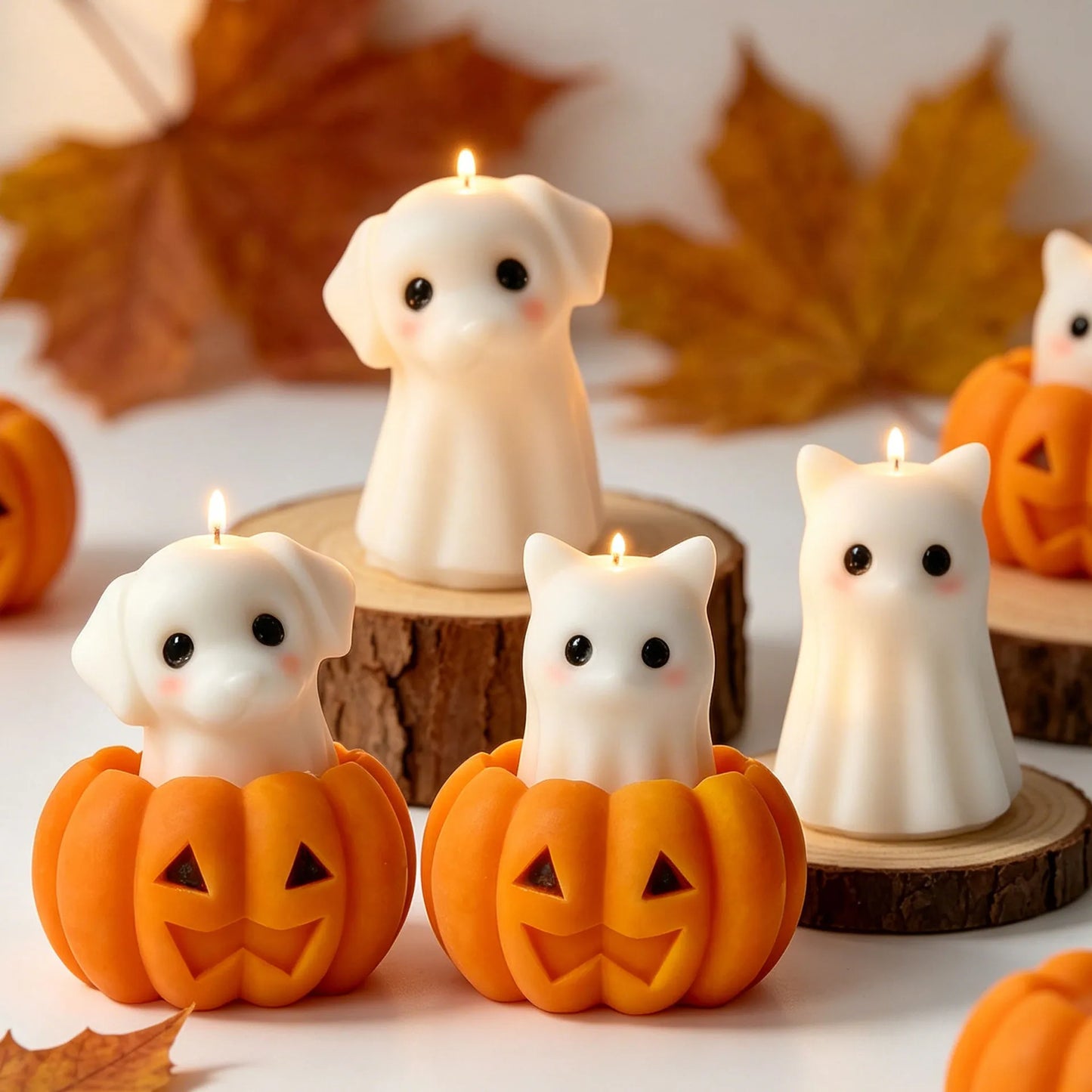DIY Halloween Candle Spook Puppy Cat Silicone Mold