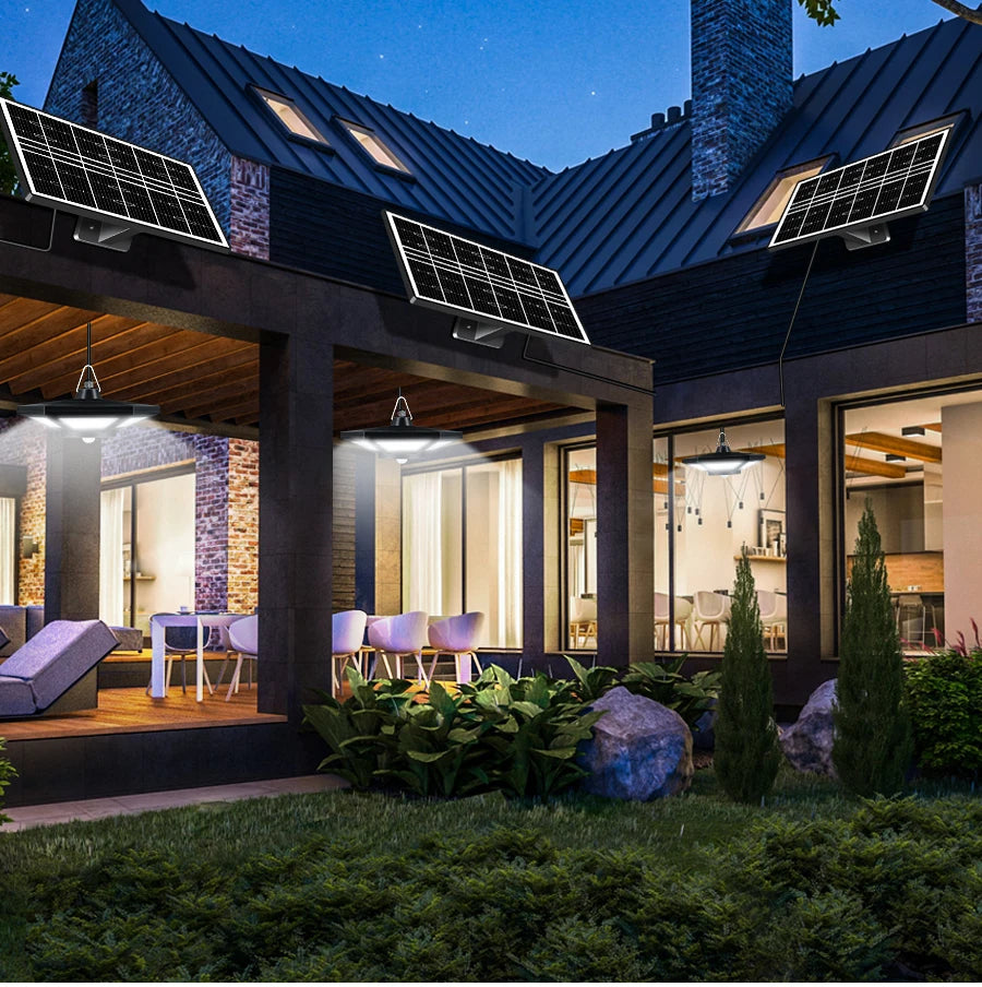 Solar Pendant Lights Outdoor Indoor with Remote Solar Shed Light