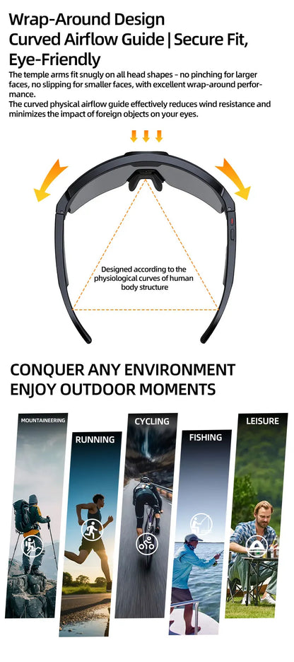 AI Smart Glasses ChatGPT 1200P Camera 30MP Anti-shake