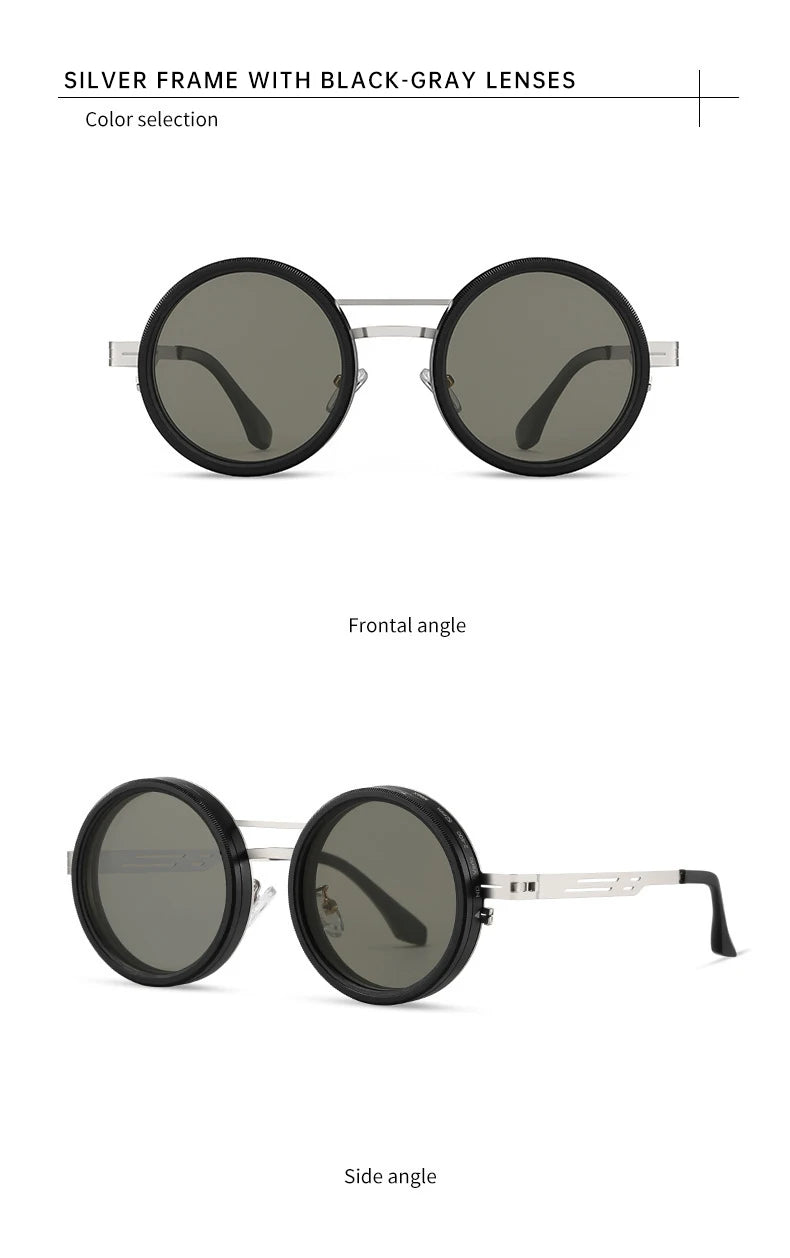 Polarized Round Steampunk ND9 Adjustable Dimming Sunglasses