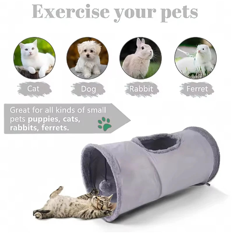 Pet Cat Plush Tunnel Foldable Suede Channel Toy