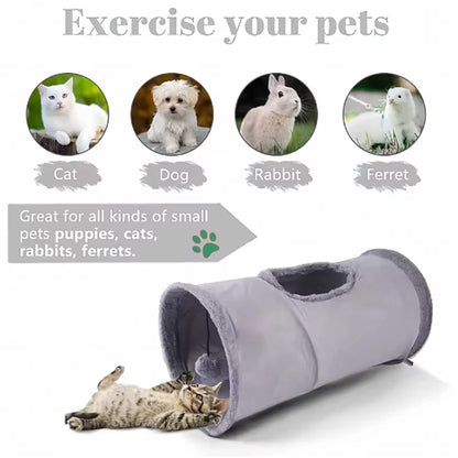 Pet Cat Plush Tunnel Foldable Suede Channel Toy