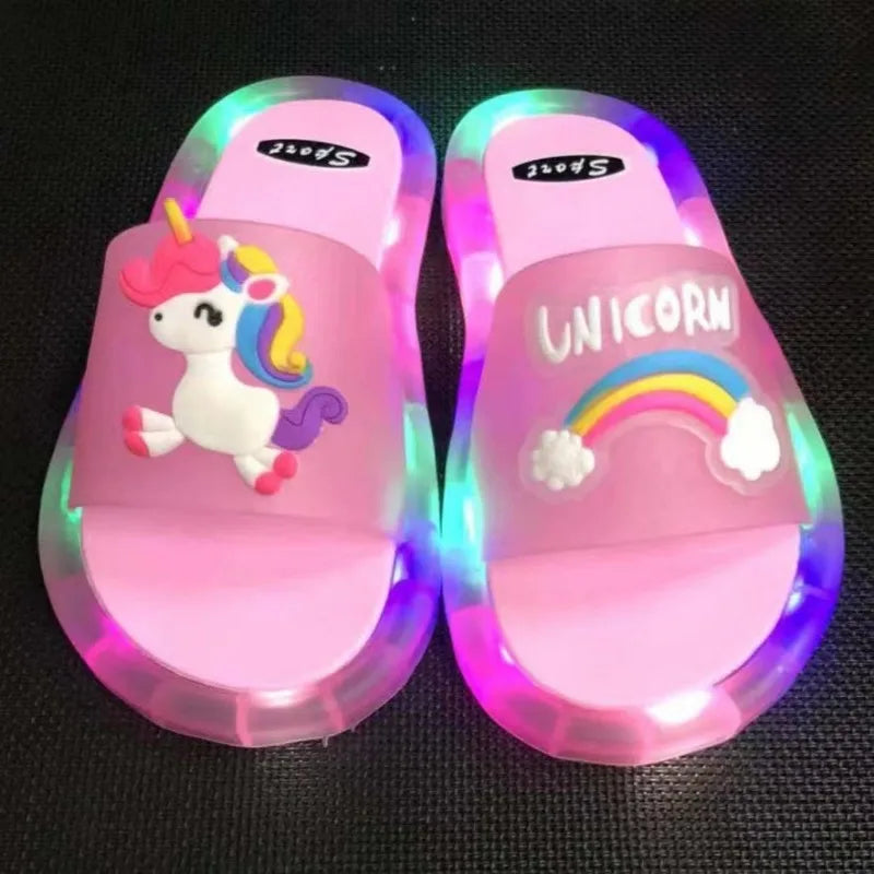 Luminous Children's Slippers Unicorn Crystal Shoes