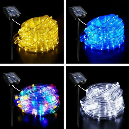 LED Solar Strip Rope Tube Fairy Light Solar Powered Garland