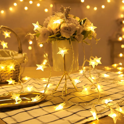 LED Star Fairy Lights Outdoor Chain Lights Garland Decoration