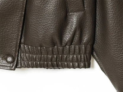 Women's Jacket Fall New Black Long Sleeve Pebble Faux
