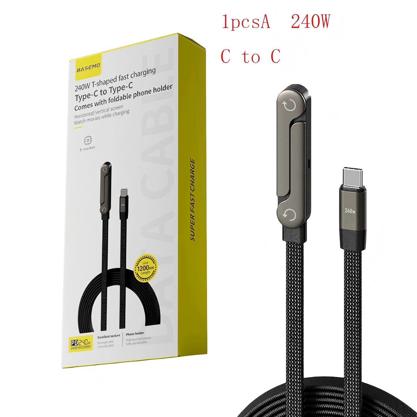Fast Charging Foldable Bracket Data Cable 2-in-1 Data Wire