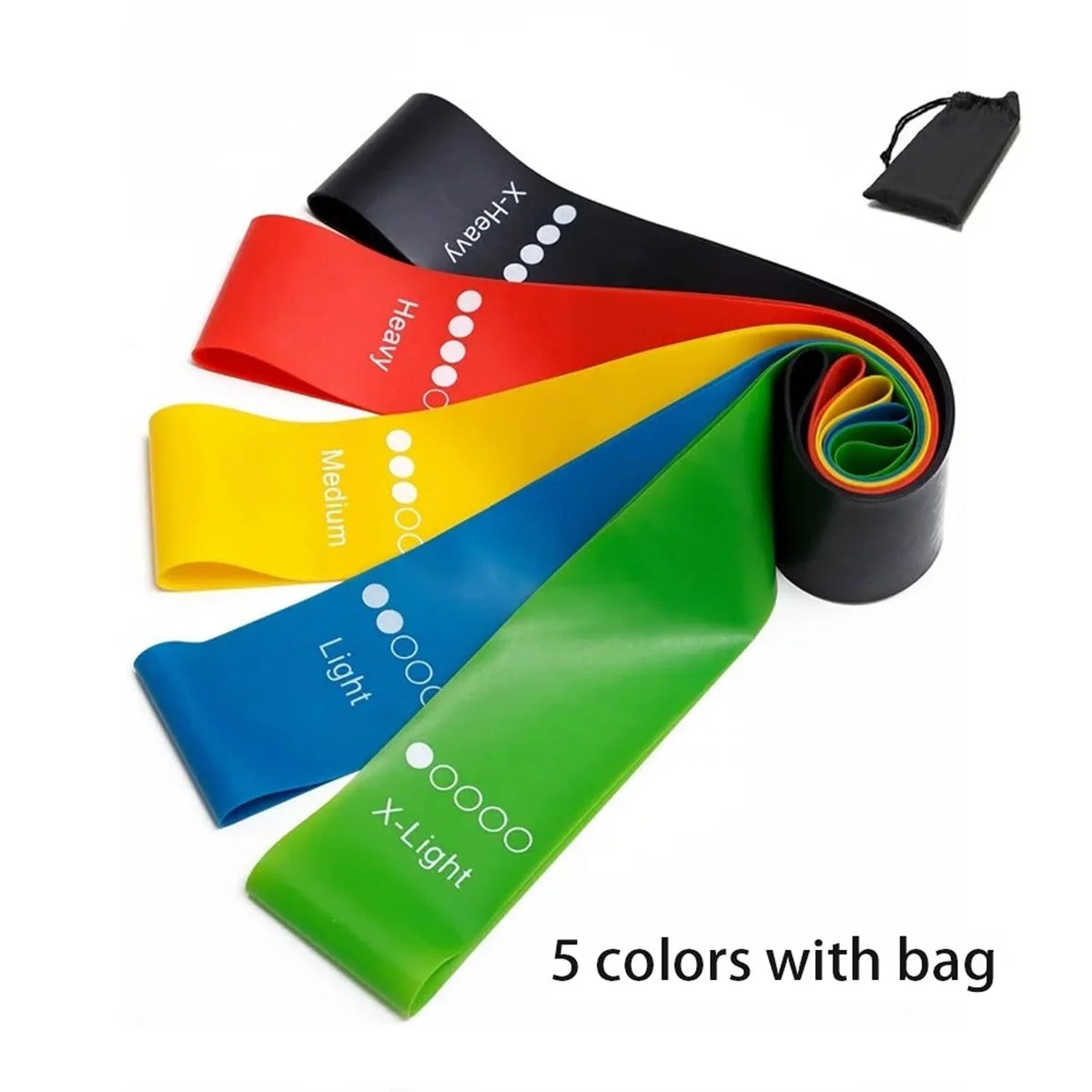 5 Levels Portable Fitness Rubber Resistance Bands