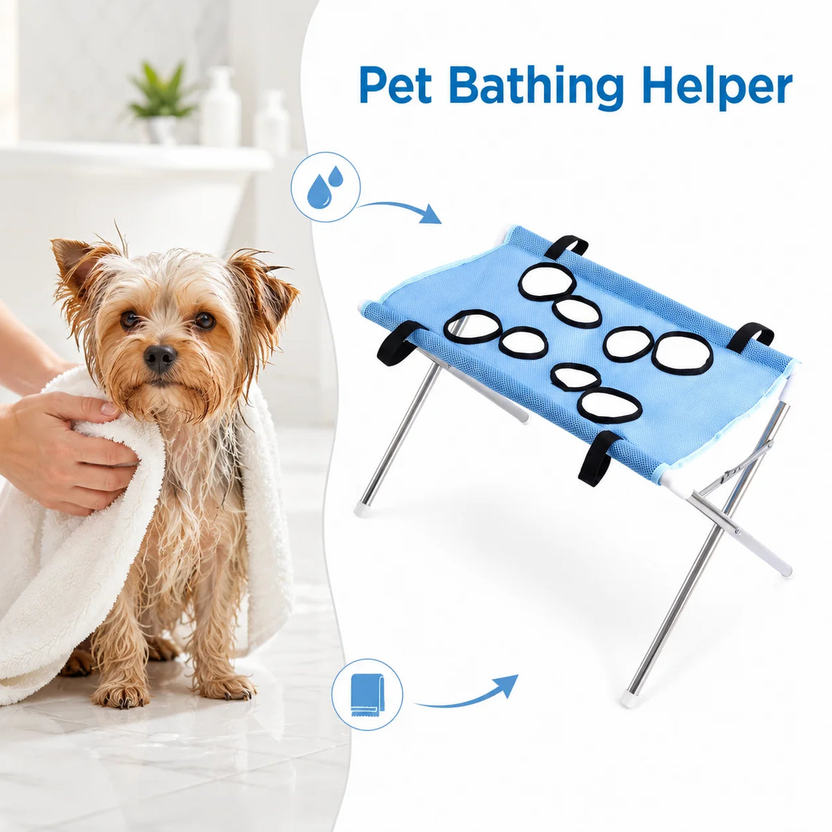Pet Bathing Hammock Stand Foldable Dog Cat Grooming