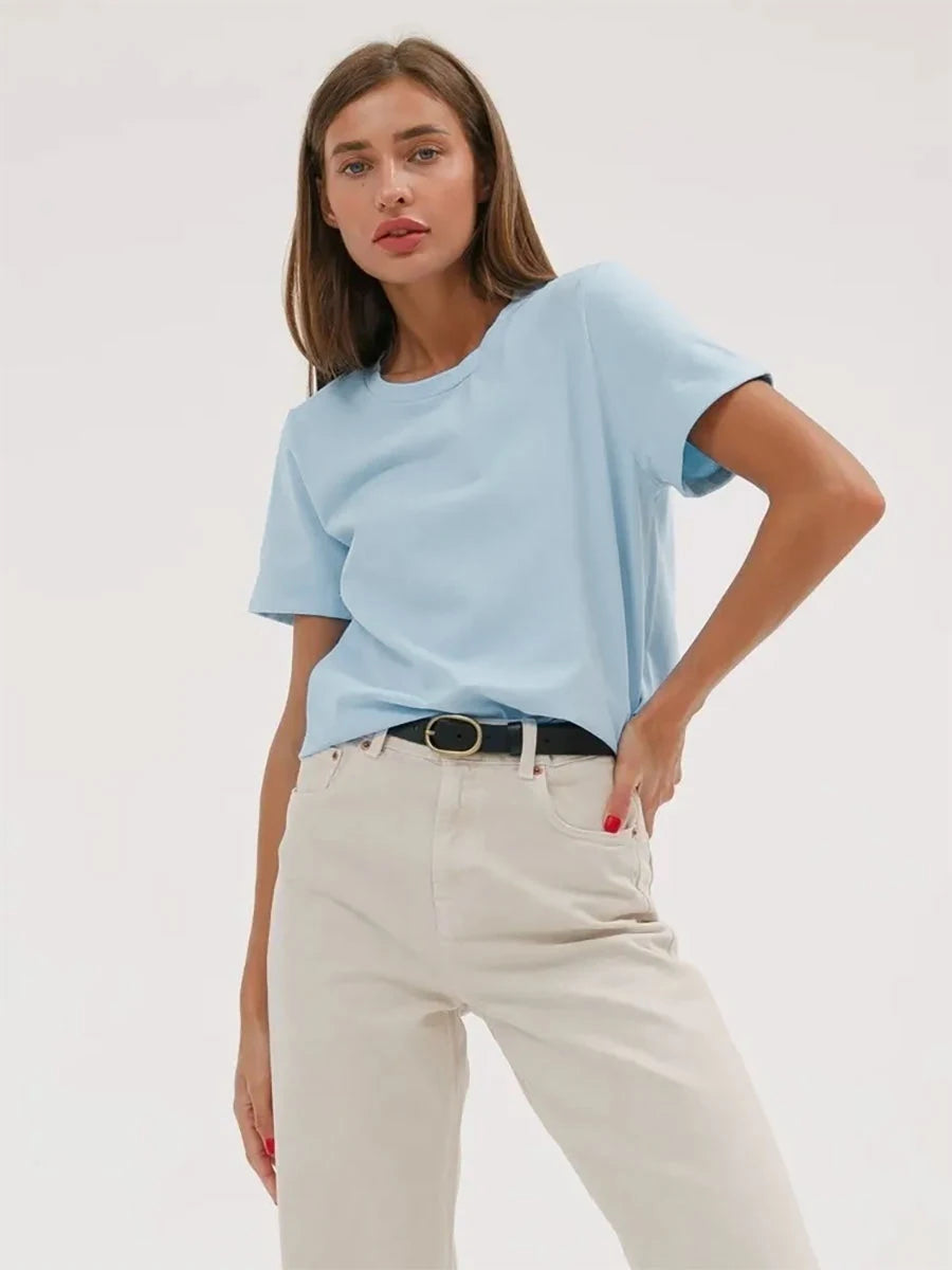 Bornladies Summer 100% Cotton Women's T-shirt Bottoming Tops