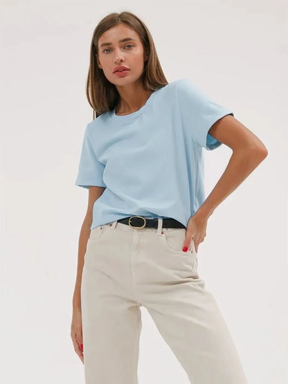 Bornladies Summer 100% Cotton Women's T-shirt Bottoming Tops