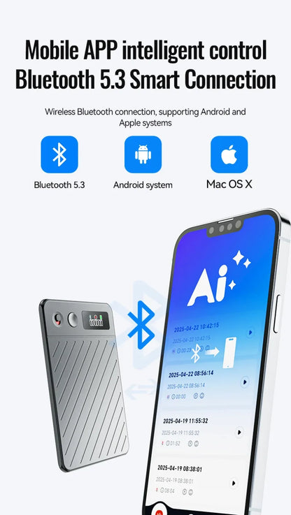 8-256GB AI Voice Recorder with Display Screen Real-Time Transcription