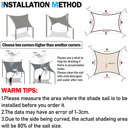 Sun Shade Sail Waterproof Outdoor Square Rectangle Garden