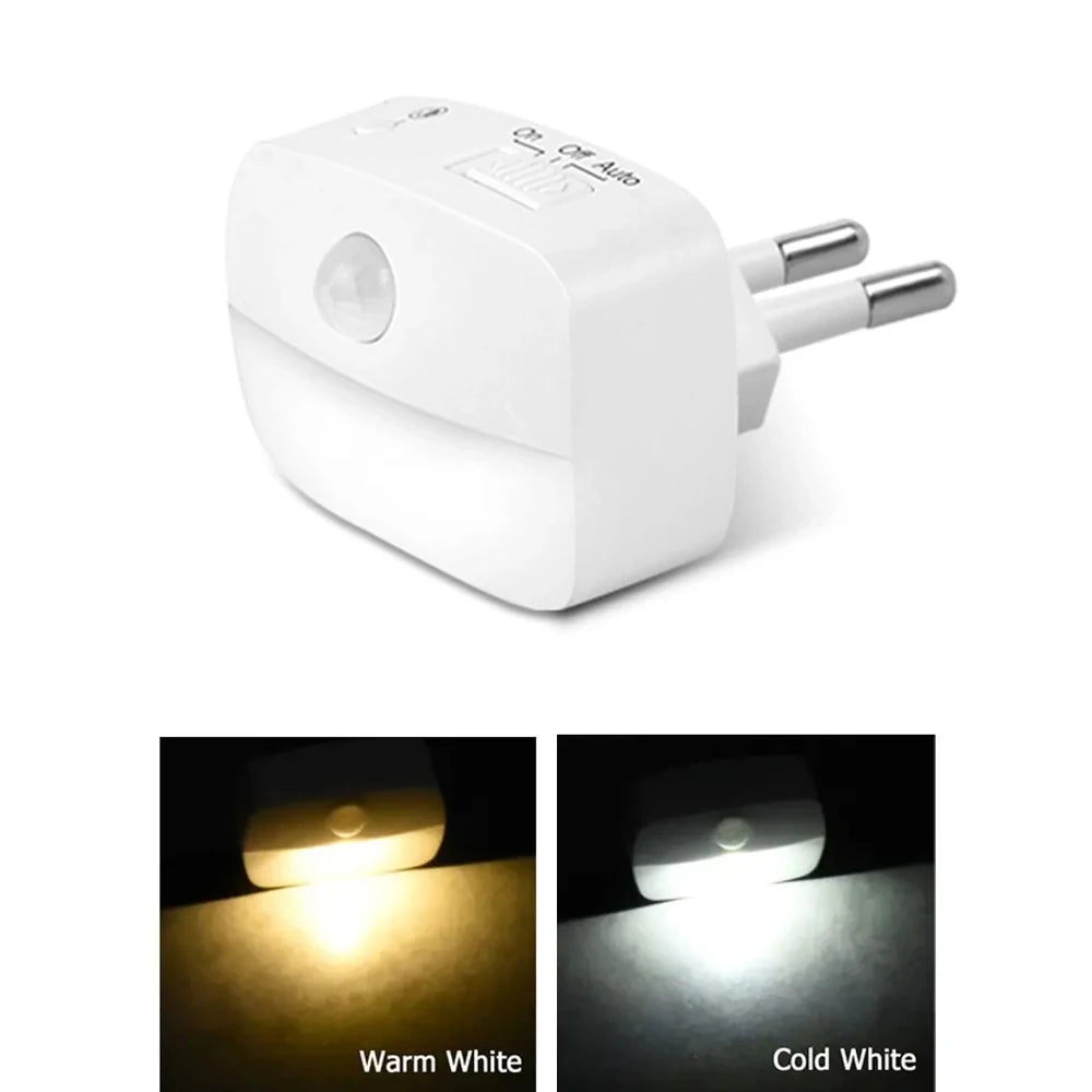 LED Night Light Motion Sensor EU Plug Lamp Nightlights