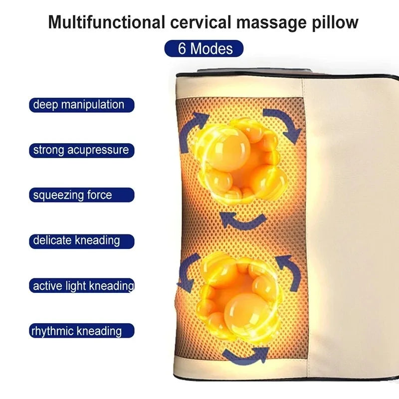 Back Neck Massager Infrared Heating Electric Massage Pillow