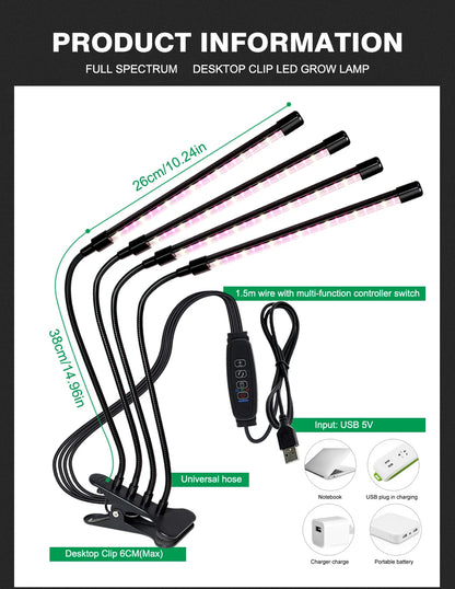 Clip-On LED Grow Light with Gooseneck