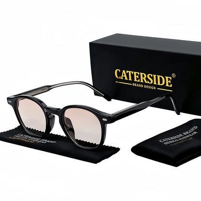 Caterside Polarized Round Sunglasses Men TR Frame