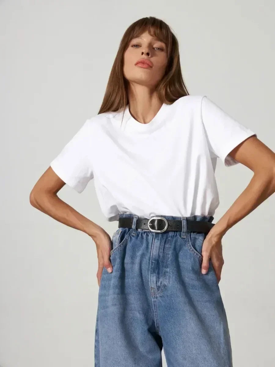 Bornladies Summer 100% Cotton Women's T-shirt Bottoming Tops