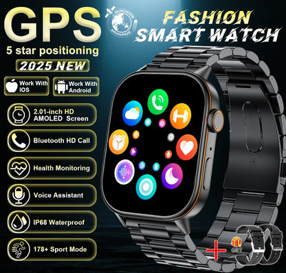 New For Android iOS Outdoor GPS Smart Watch Men 2.01" HD AMOLED