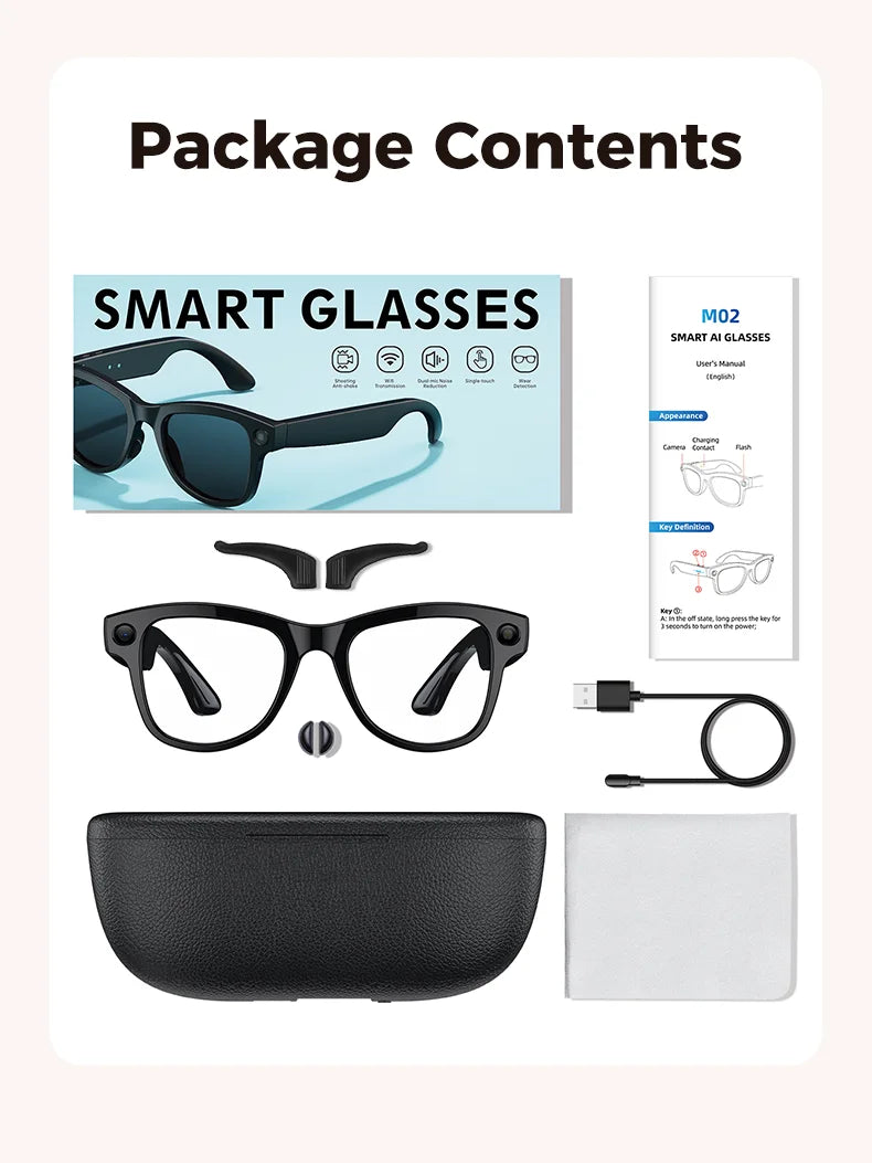 Smart AI Glasses 1080P HD Camera M02 Ultra ChatGPT