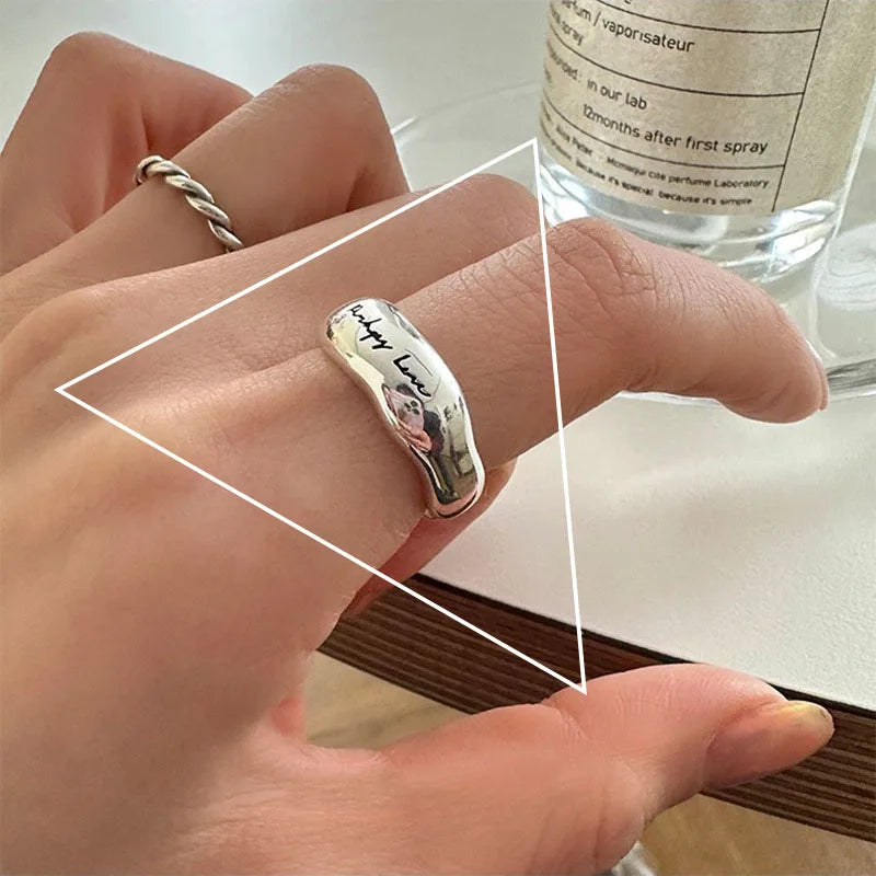 VENTFILLE 925 Sterling Silver Finger Rings Hollow Chain