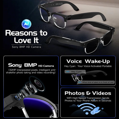 New Men Smart AI Glasses 4K HD 800MP Camera Chat GPT