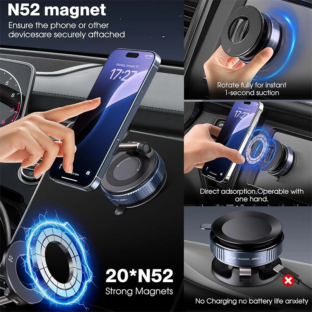 Upgraded 360° Vacuum Magnetic Phone Holder