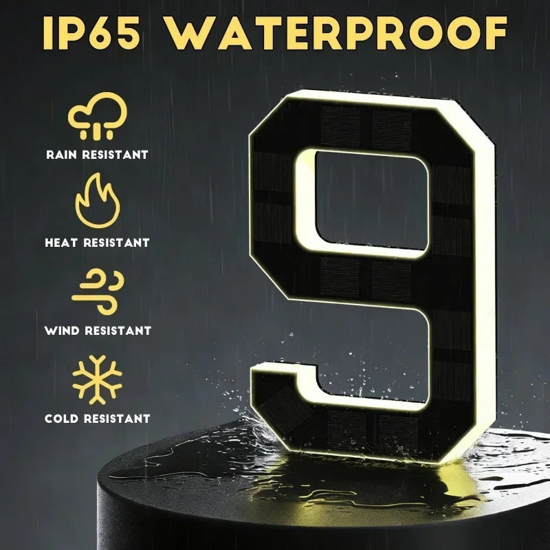 LED Solar House Number Light Waterproof Address Plate