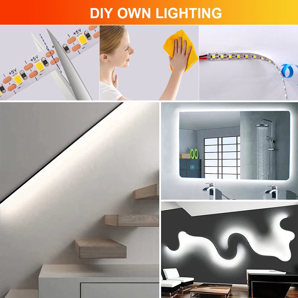 3MM 5MM 8MM Width DC 5V LED Strip 2835 120LEDs