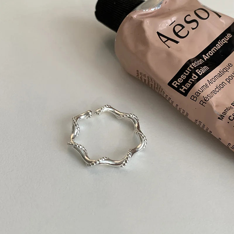 VENTFILLE 925 Sterling Silver Finger Rings Hollow Chain