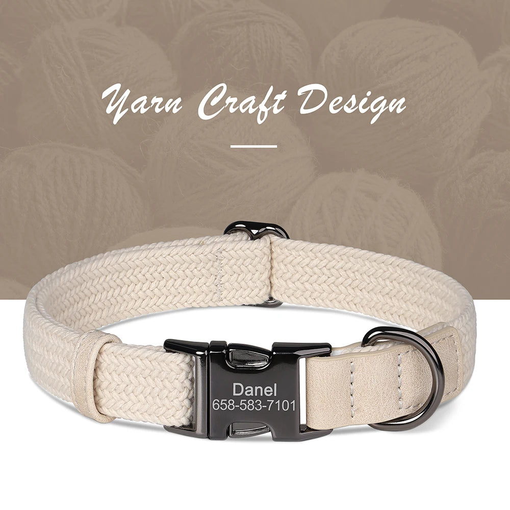 Custom Dog Collar Durable Nylon Free Engraved Pet Name