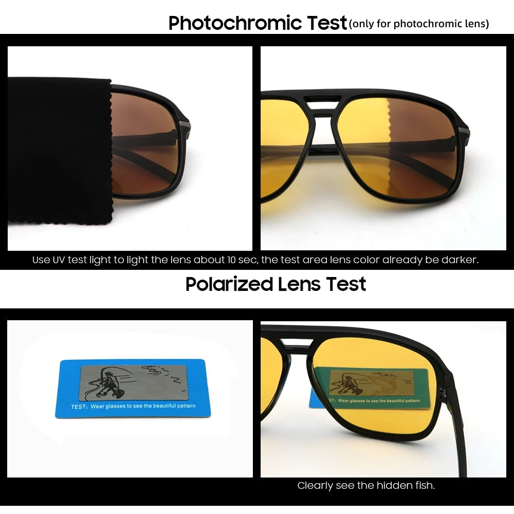 VIVIBEE Men Night Vision Sunglasses Photochromic Pilot