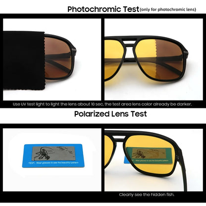 VIVIBEE Men Night Vision Sunglasses Photochromic Pilot