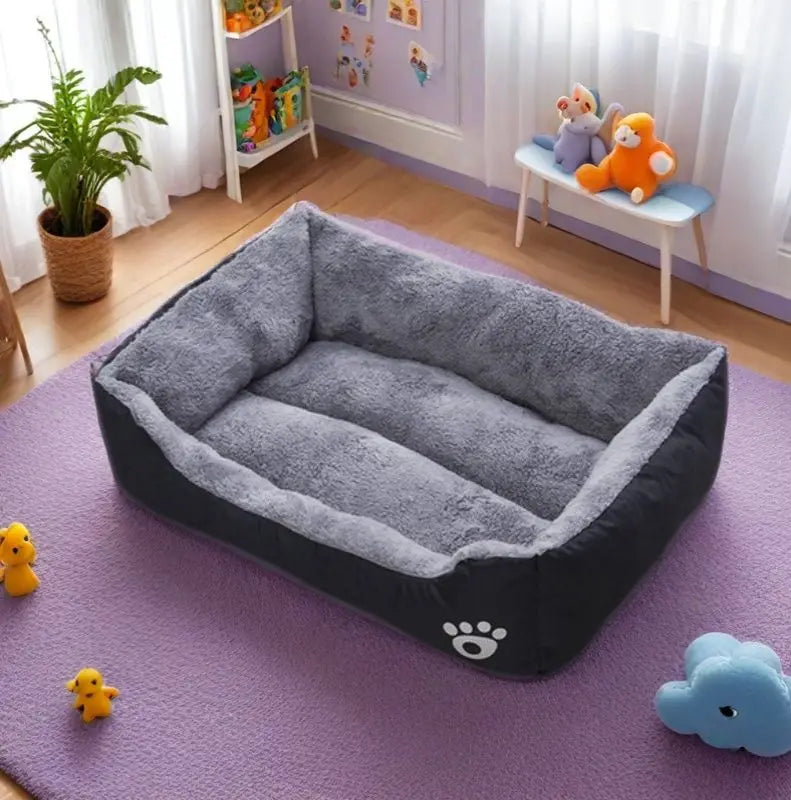 Black Dog Bed Plush Sleeping Bed Non-Slip and Bite-Resistant