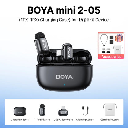 BOYA Mini 2 Wireless Lavalier Microphone AI Noise Reduction